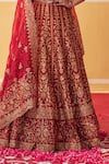 Buy_Jigar Mali_Red Lehenga And Blouse Chanderi Silk Embroidery Dori Floral Stripe Pattern Set _Online_at_Aza_Fashions