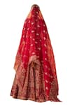 Shop_Jigar Mali_Red Lehenga And Blouse Chanderi Silk Embroidery Dori Floral Stripe Pattern Set 