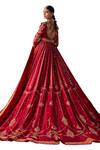 Buy_Jigar Mali_Red Chiniya Silk Embroidery Dori Round Jacket Anarkali Set 