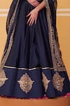 Jigar Mali_Blue Organza, Chanderi Beads, Sequins, Floral Border Lehenga Jacket Set _at_Aza_Fashions