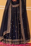 Shop_Jigar Mali_Blue Organza, Chanderi Sequins, Beads Plunge Neck Stripe Embroidered Lehenga Set _Online_at_Aza_Fashions