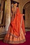 Shop_Jigar Mali_Orange Banarasi Woven Botanical Sweetheart Neck Bridal Lehenga Set _at_Aza_Fashions