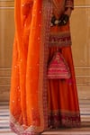 Jigar Mali_Orange Chanderi, Organza Embroidery Dori Hand Kurta Sharara Set _Online_at_Aza_Fashions