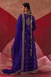 Shop_Jigar Mali_Purple Anarkali And Pant Chanderi Hand Embroidered Dori Notched Set _at_Aza_Fashions