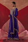 Shop_Jigar Mali_Purple Anarkali And Pant Chanderi Hand Embroidered Dori Notched Set _Online_at_Aza_Fashions