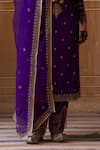 Jigar Mali_Purple Kurta And Pant Chiniya Silk Hand Embroidered Dori Round Set _Online_at_Aza_Fashions