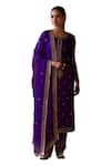 Buy_Jigar Mali_Purple Kurta And Pant Chiniya Silk Hand Embroidered Dori Round Set _Online_at_Aza_Fashions