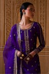 Shop_Jigar Mali_Purple Kurta And Pant Chiniya Silk Hand Embroidered Dori Round Set _Online_at_Aza_Fashions