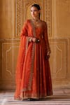 Buy_Jigar Mali_Orange Anarkali And Pant Chanderi Hand Embroidered Dori Round Set _at_Aza_Fashions