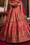 Jigar Mali_Red Lehenga And Blouse Banarasi Hand Embroidered Dori Deep V Neck Set _Online_at_Aza_Fashions