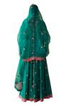 Buy_Jigar Mali_Green Chanderi, Organza Embroidery V-neck Hand Jacket Anarkali Set 