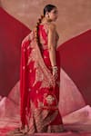 Shop_Jigar Mali_Red Silk Embroidery Scoop Neck Hand Saree With Blouse _at_Aza_Fashions