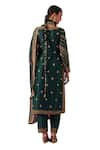 Shop_Jigar Mali_Green Chanderi Hand Work Dori Scoop Floral Butti Embroidered Straight Kurta Set 