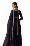 Shop_Jigar Mali_Black Chanderi Hand Work Bead Plunge V Neck Embroidered Anarkali Set 