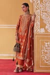 Buy_Jigar Mali_Orange Chanderi Hand Work Dori Paisley Pattern Embroidered Straight Kurta Set _at_Aza_Fashions