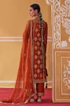 Shop_Jigar Mali_Orange Chanderi Hand Work Dori Paisley Pattern Embroidered Straight Kurta Set _at_Aza_Fashions