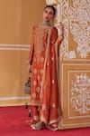 Buy_Jigar Mali_Orange Chanderi Hand Work Dori Paisley Pattern Embroidered Straight Kurta Set _Online_at_Aza_Fashions