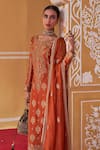 Shop_Jigar Mali_Orange Chanderi Hand Work Dori Paisley Pattern Embroidered Straight Kurta Set _Online_at_Aza_Fashions