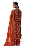 Jigar Mali_Orange Chanderi Hand Work Dori Paisley Pattern Embroidered Straight Kurta Set _at_Aza_Fashions