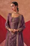 Jigar Mali_Purple Chanderi Hand Work Dori Round Embroidered Kurta Set _at_Aza_Fashions