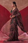 Jigar Mali_Multi Color Net Hand Floral Print Pre-draped Ruffle Saree With Blouse  _at_Aza_Fashions