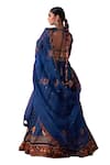 Shop_Jigar Mali_Blue Chanderi Hand Embroidered Dori Plunge Neck Lehenga Set 