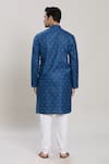 Shop_Arihant Rai Sinha_Blue Kurta Cotton Woven Geometric Pattern With Churidar _at_Aza_Fashions