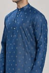 Shop_Arihant Rai Sinha_Blue Kurta Cotton Woven Geometric Pattern With Churidar _Online_at_Aza_Fashions