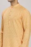 Shop_Arihant Rai Sinha_Yellow Kurta Cotton Plain Straight With Churidar _Online_at_Aza_Fashions