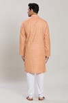 Shop_Arihant Rai Sinha_Peach Kurta Cotton Woven Chequered Pattern Straight With Churidar _at_Aza_Fashions