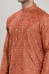 Shop_Arihant Rai Sinha_Orange Kurta Cotton Woven Geometric Butta Work With Churidar _Online_at_Aza_Fashions