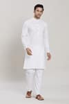 Buy_Arihant Rai Sinha_White Pure Cotton Woven Geometric Butta Samsera Pattern Kurta With Churidar _at_Aza_Fashions