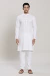 Arihant Rai Sinha_White Pure Cotton Woven Geometric Butta Samsera Pattern Kurta With Churidar _Online_at_Aza_Fashions