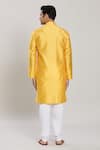 Shop_Arihant Rai Sinha_Yellow Cotton Jacquard Pattern Kurta With Churidar _at_Aza_Fashions