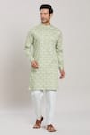 Buy_Arihant Rai Sinha_Green Pure Cotton Printed Paisley Kurta With Pant _at_Aza_Fashions