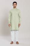 Arihant Rai Sinha_Green Pure Cotton Printed Paisley Kurta With Pant _Online_at_Aza_Fashions