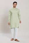 Shop_Arihant Rai Sinha_Green Pure Cotton Printed Paisley Kurta With Pant _Online_at_Aza_Fashions