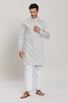 Buy_Arihant Rai Sinha_Grey Pure Cotton Printed Geometric Kurta And Pant Set _at_Aza_Fashions