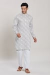 Arihant Rai Sinha_Grey Pure Cotton Printed Geometric Kurta And Pant Set _Online_at_Aza_Fashions