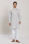 Buy_Arihant Rai Sinha_Grey Pure Cotton Printed Geometric Kurta And Pant Set _Online_at_Aza_Fashions