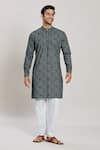 Buy_Arihant Rai Sinha_Grey Pure Cotton Printed Geometric Kurta And Pant Set _Online_at_Aza_Fashions