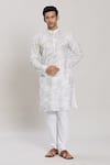 Buy_Arihant Rai Sinha_White Kurta Linen Blend Printed Brush And Pant Set _at_Aza_Fashions