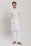 Arihant Rai Sinha_White Kurta Linen Blend Printed Brush And Pant Set _Online_at_Aza_Fashions