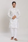 Buy_Arihant Rai Sinha_White Kurta Linen Blend Printed Brush And Pant Set _Online_at_Aza_Fashions