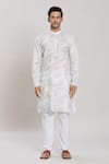 Arihant Rai Sinha_White Kurta Linen Blend Printed Brush And Pant Set _at_Aza_Fashions