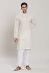 Buy_Arihant Rai Sinha_White Kurta Linen Blend Printed Block And Pant Set _at_Aza_Fashions