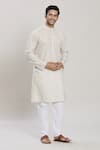 Shop_Arihant Rai Sinha_White Kurta Linen Blend Printed Block And Pant Set _Online_at_Aza_Fashions