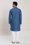 Shop_Arihant Rai Sinha_Blue Linen, Cotton Geometric Print Kurta And Pant Set_at_Aza_Fashions