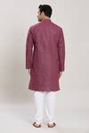 Shop_Arihant Rai Sinha_Wine Linen, Cotton Embroidery Geometric Straight Print Kurta And Pant Set_at_Aza_Fashions