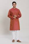 Buy_Arihant Rai Sinha_Orange Pure Cotton Solid Straight Kurta And Churidar Set_at_Aza_Fashions